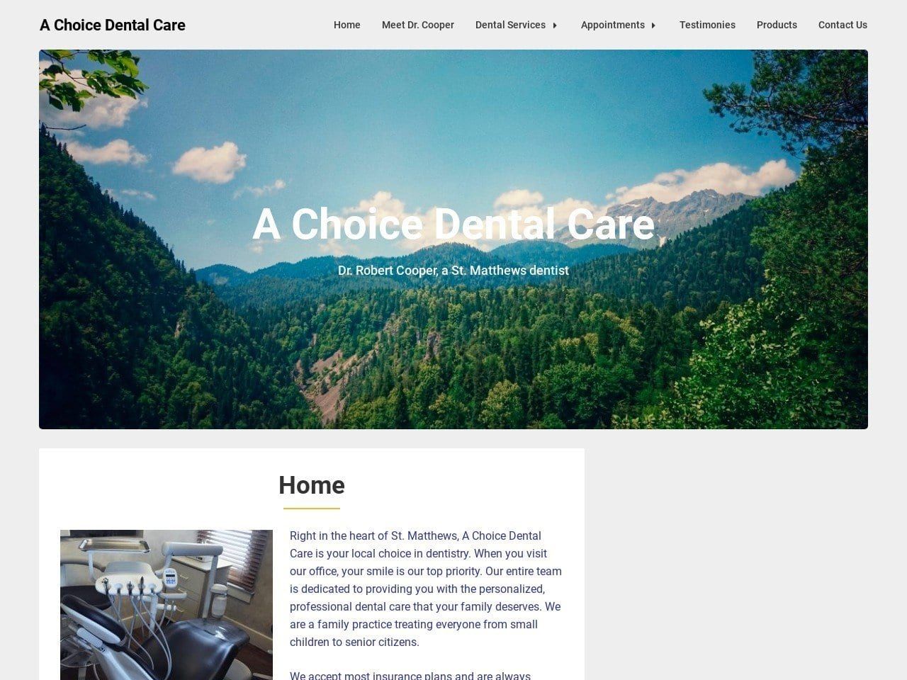 A Choice Dental Care PLLC Website Screenshot from achoicedentalcare.com