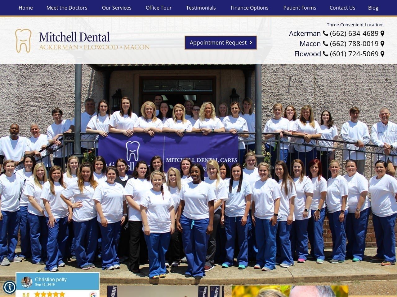 Mitchell Dental Clinic Website Screenshot from ackermandentist.com