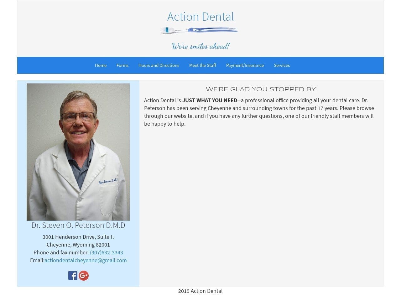 Action Dental Peterson Steven O DDS Website Screenshot from actiondentalcheyenne.com