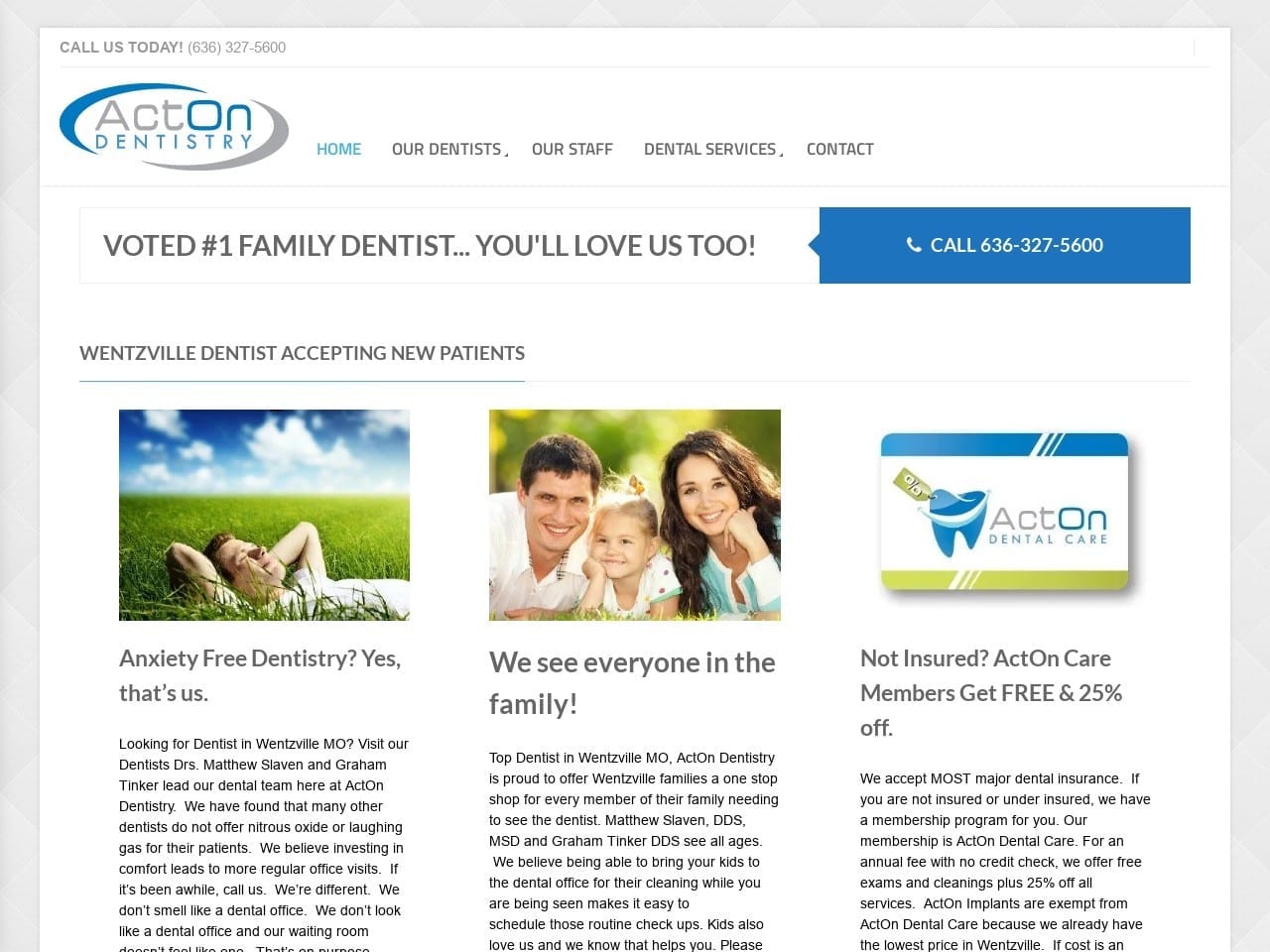 Acton Dentist Website Screenshot from actondentistry.com