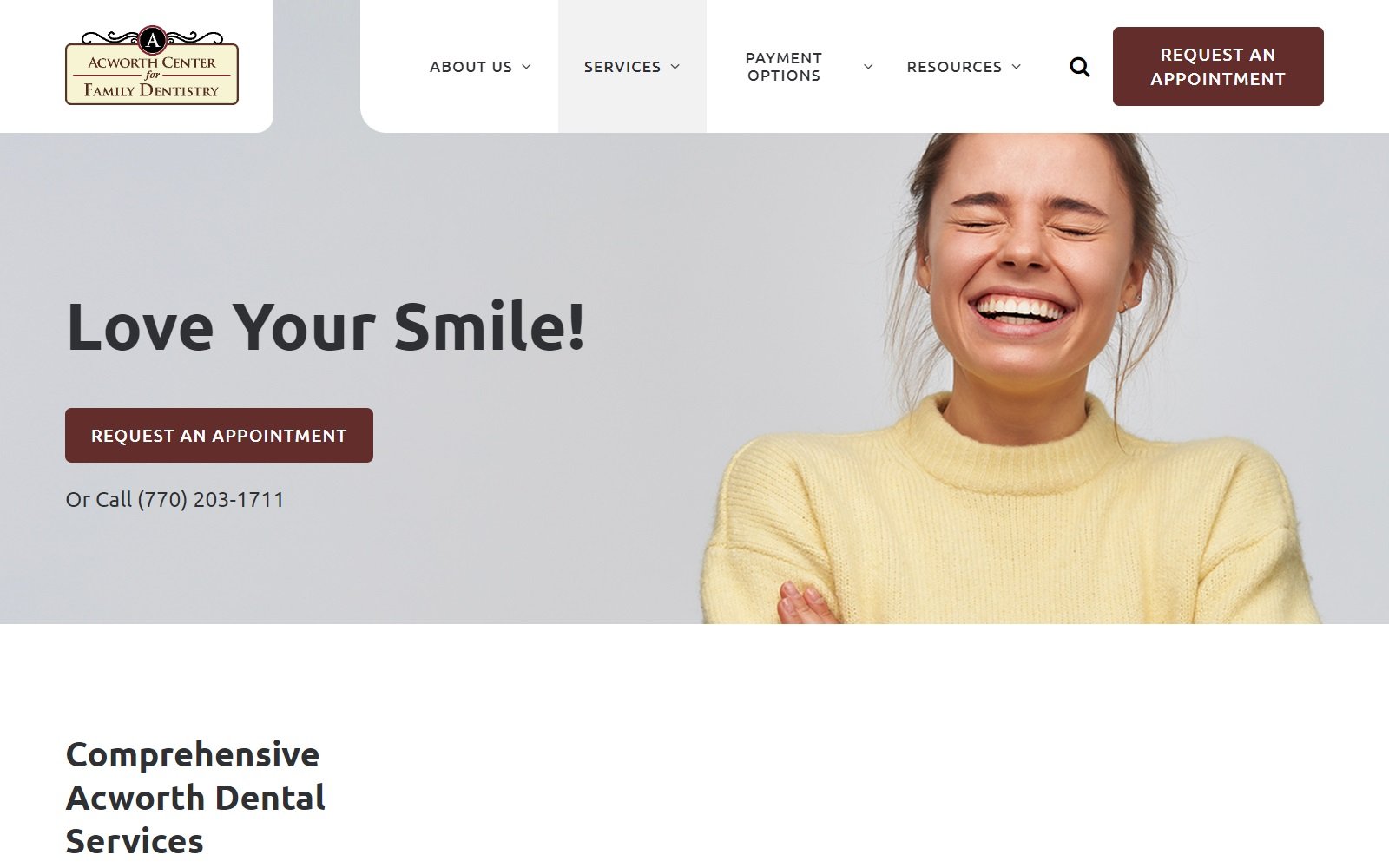 acworthdentalcenter.com screenshot