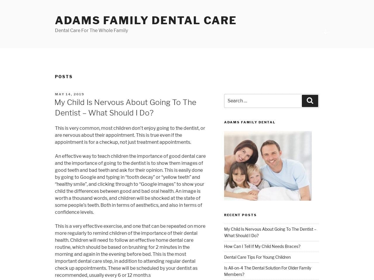 Michael S Adams DDS Website Screenshot from adamsfamilydental.net