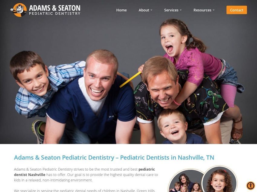 Adams Pediatric Dentist Website Screenshot from adamspediatricdentistry.com