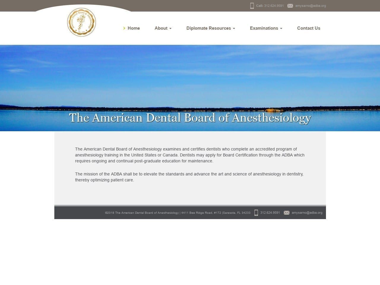 American Dental Board Anesthesiology Website Screenshot from adba.org