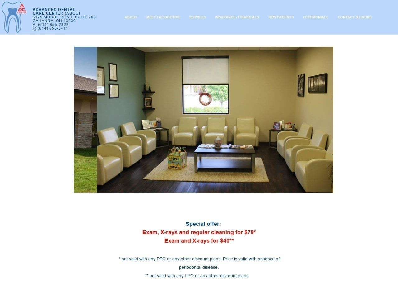 Advanced Dental Care Center Sam Kahwach DDS Website Screenshot from adccdentistry.com
