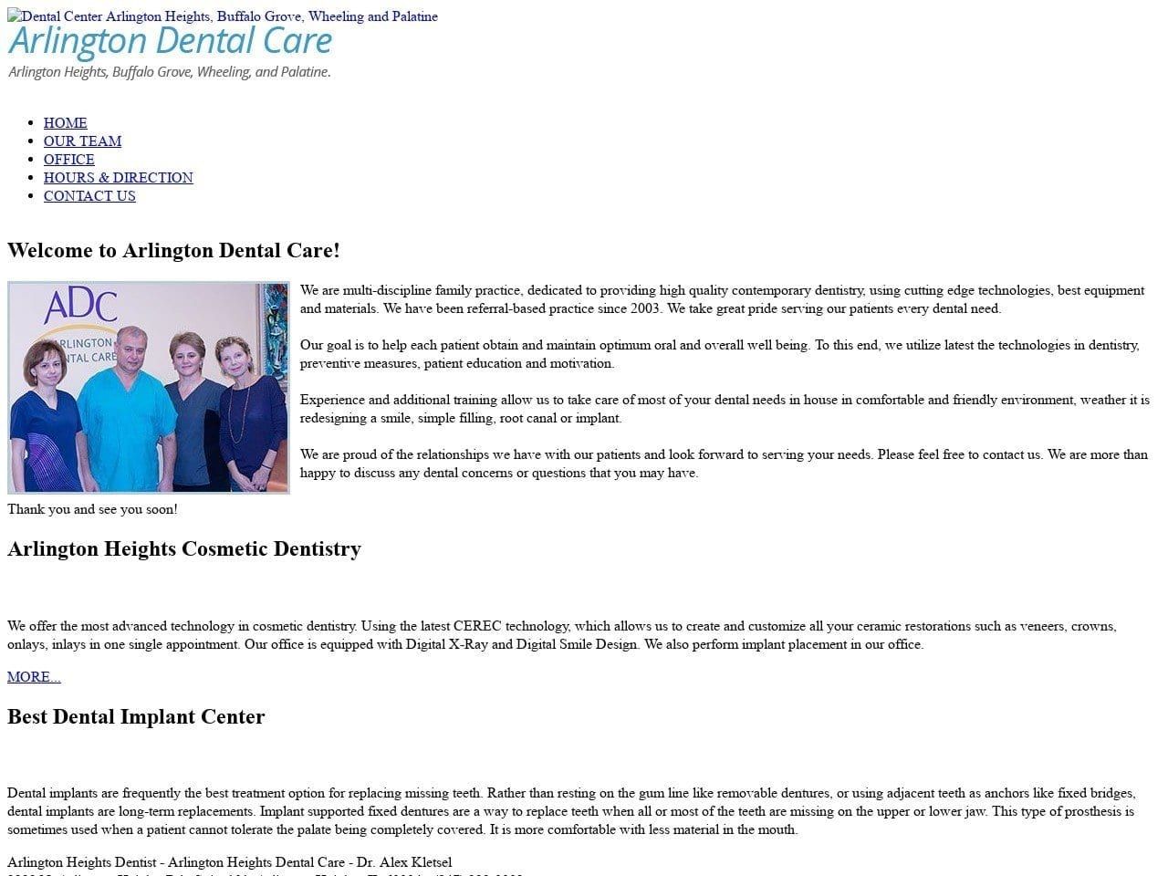 Arlington Dental Care Website Screenshot from adcdds.com