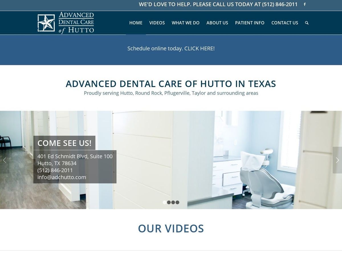 Advance Dental Care of Hutto Website Screenshot from adchutto.com