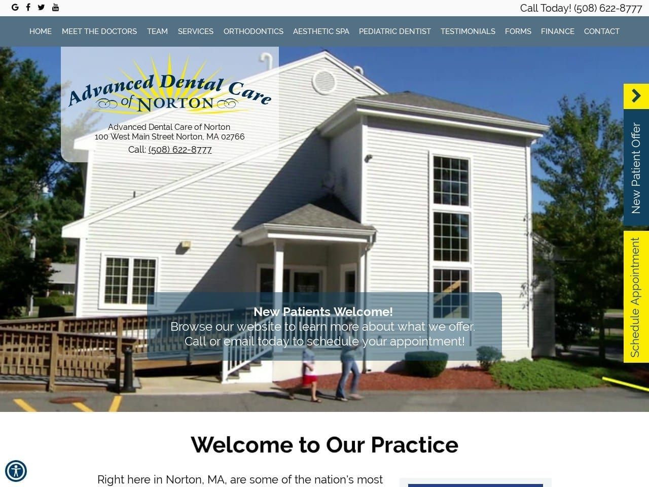Advanced Dental Care of Norton Website Screenshot from adcofnorton.com