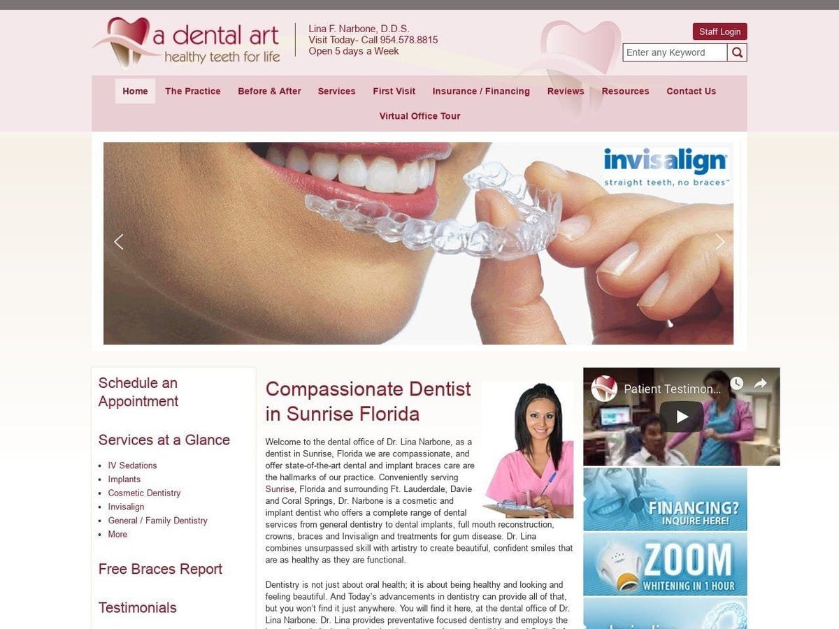 A Dental Art Website Screenshot from adentalart.com