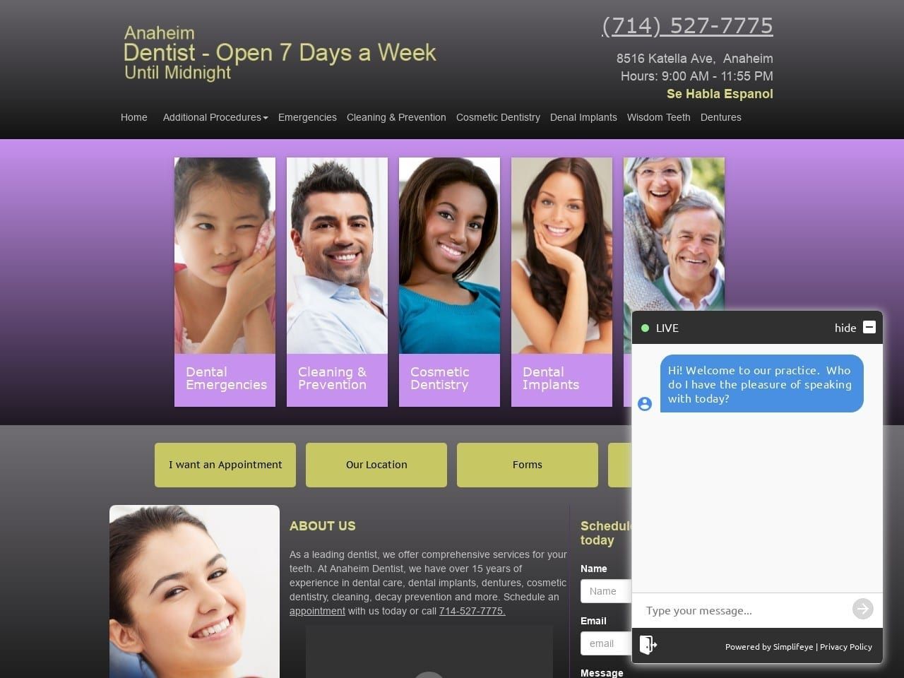 Anaheim Dentist Website Screenshot from adentist4me.com