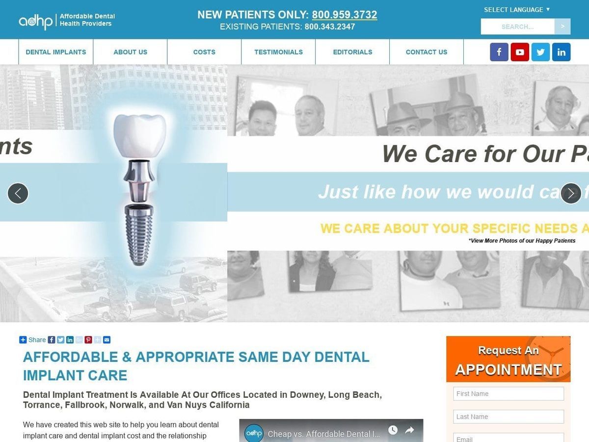Affordable Dental Health Providers Website Screenshot from adhp.com