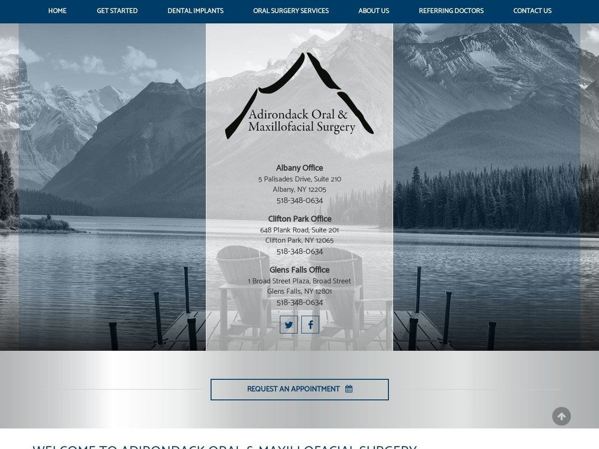 Adirondack Oral Maxillofacial Website Screenshot from adirondackoralsurgery.com