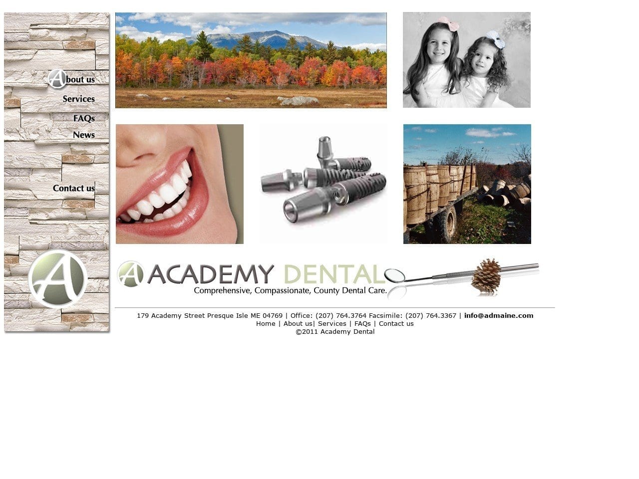 Academy Dental Website Screenshot from admaine.com