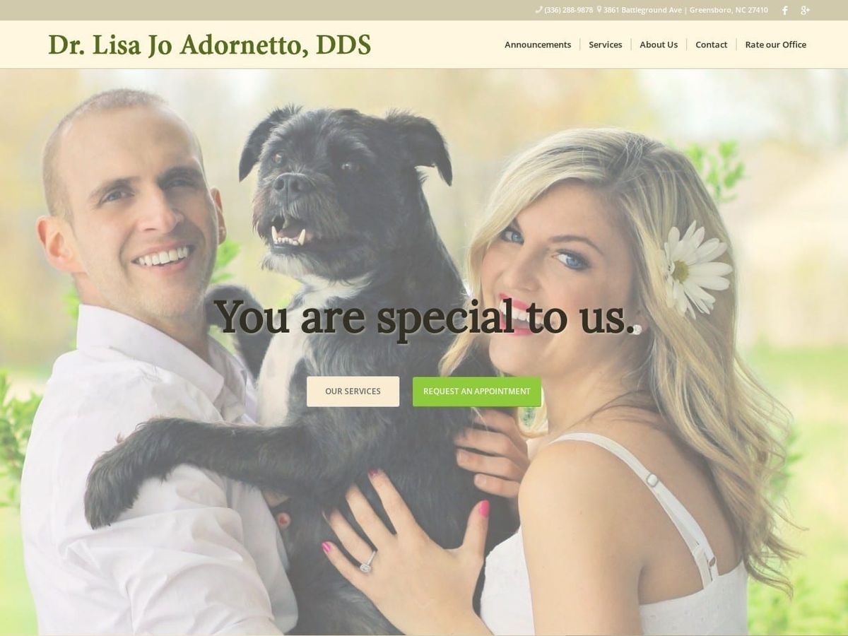 Dr. Lisa Jo Adornetto DDS Website Screenshot from adornettodds.com