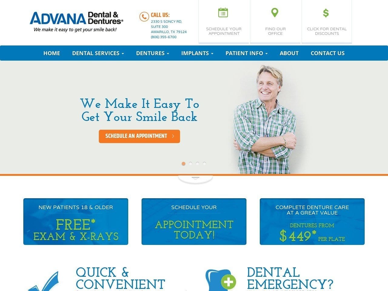 Advana Dental Dentist Website Screenshot from advanadental.com