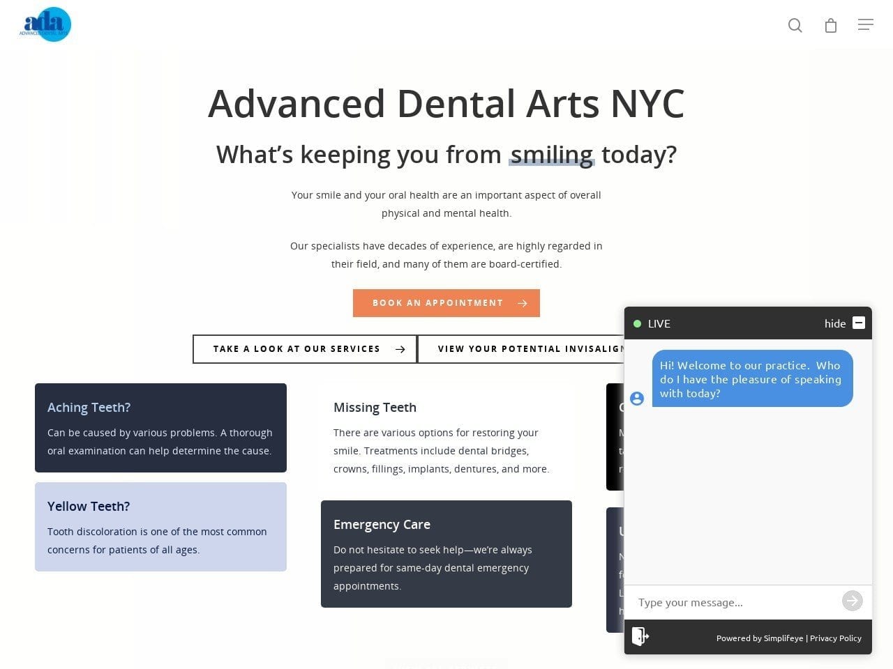 Advanced Dental Arts Website Screenshot from advanceddentalartsnyc.com