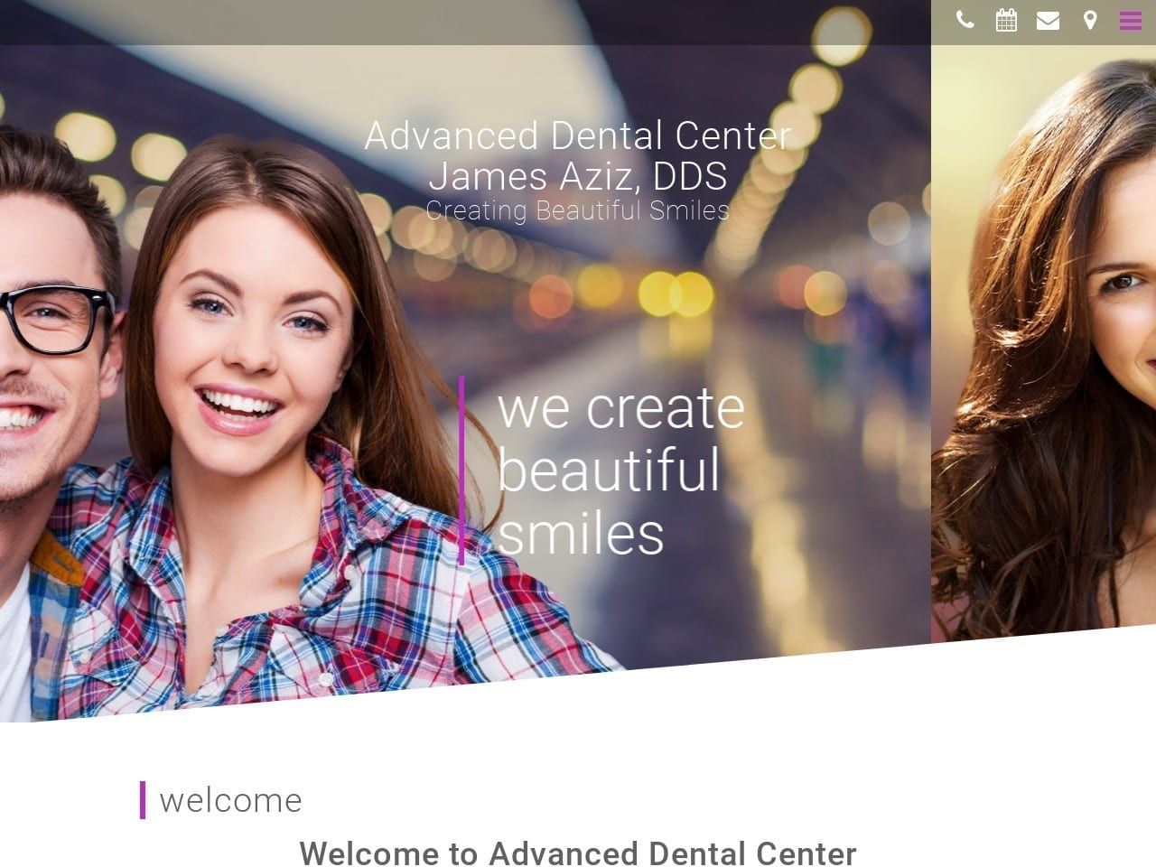 Advanced Dental Center Aziz James DDS Website Screenshot from advanceddentalcenter.org