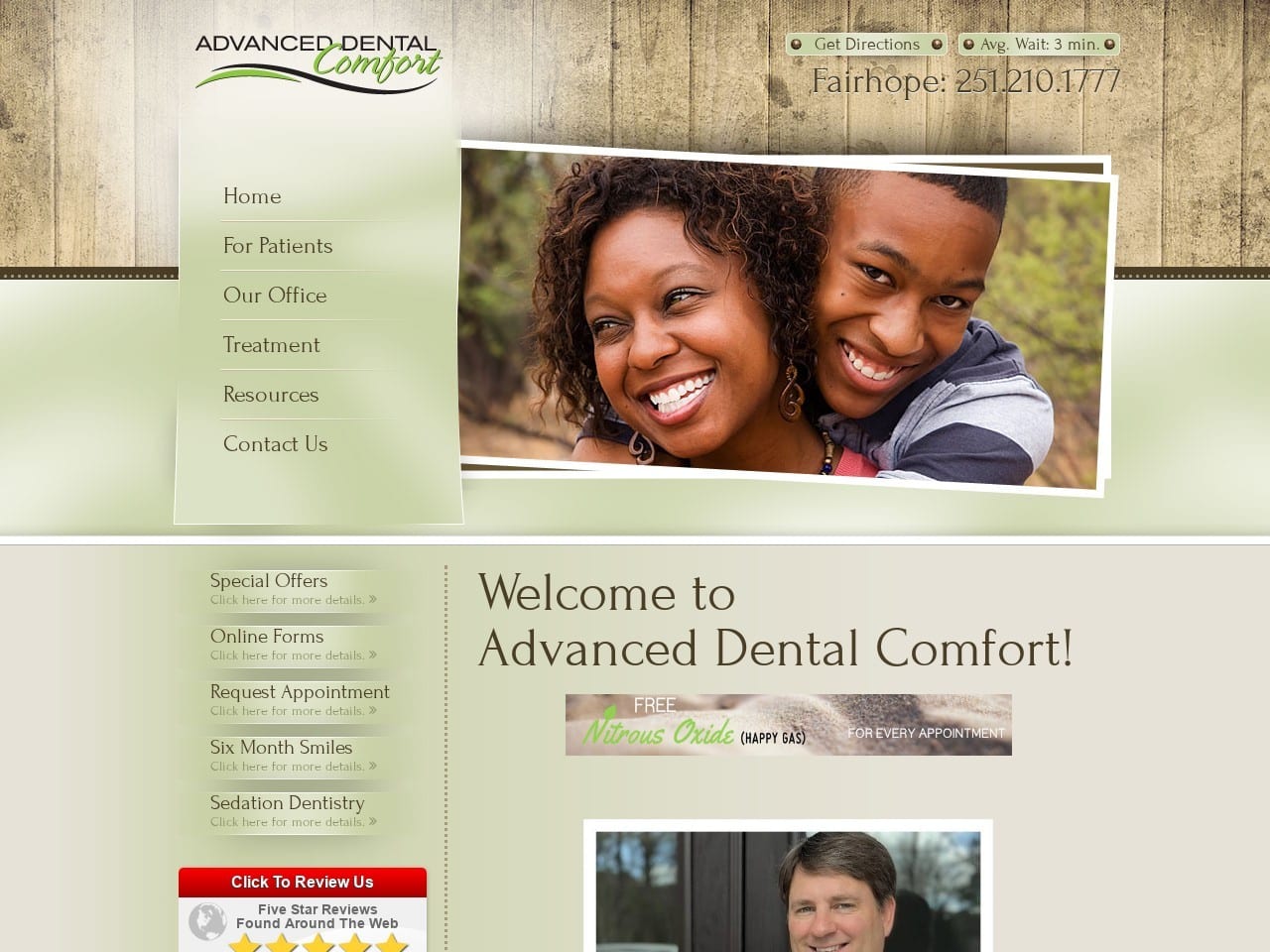 Advanced Dental Comfort Website Screenshot from advanceddentalcomfort.com