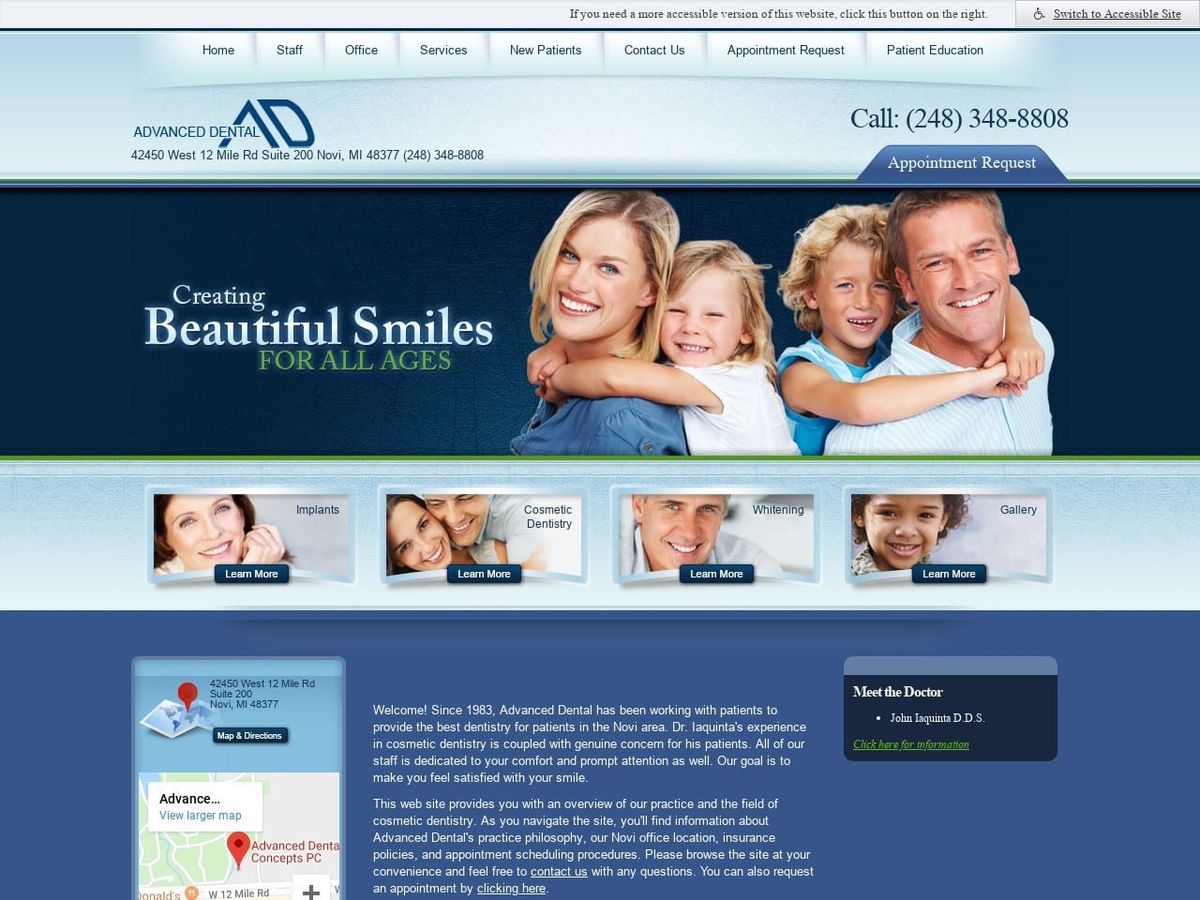 Advanced Dental Concepts PC Website Screenshot from advanceddentalmi.com