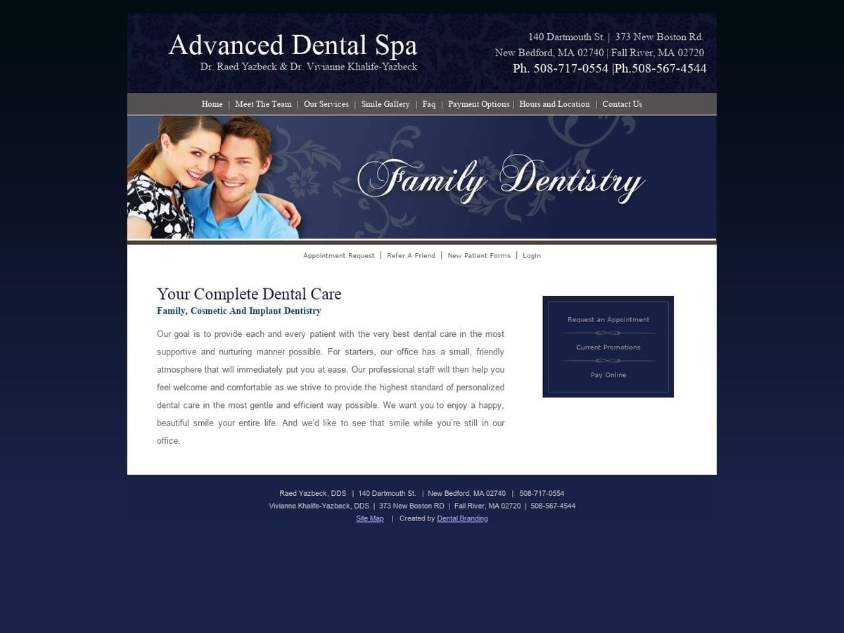 Advanced Dental Spa Website Screenshot from advanceddentalspa.net