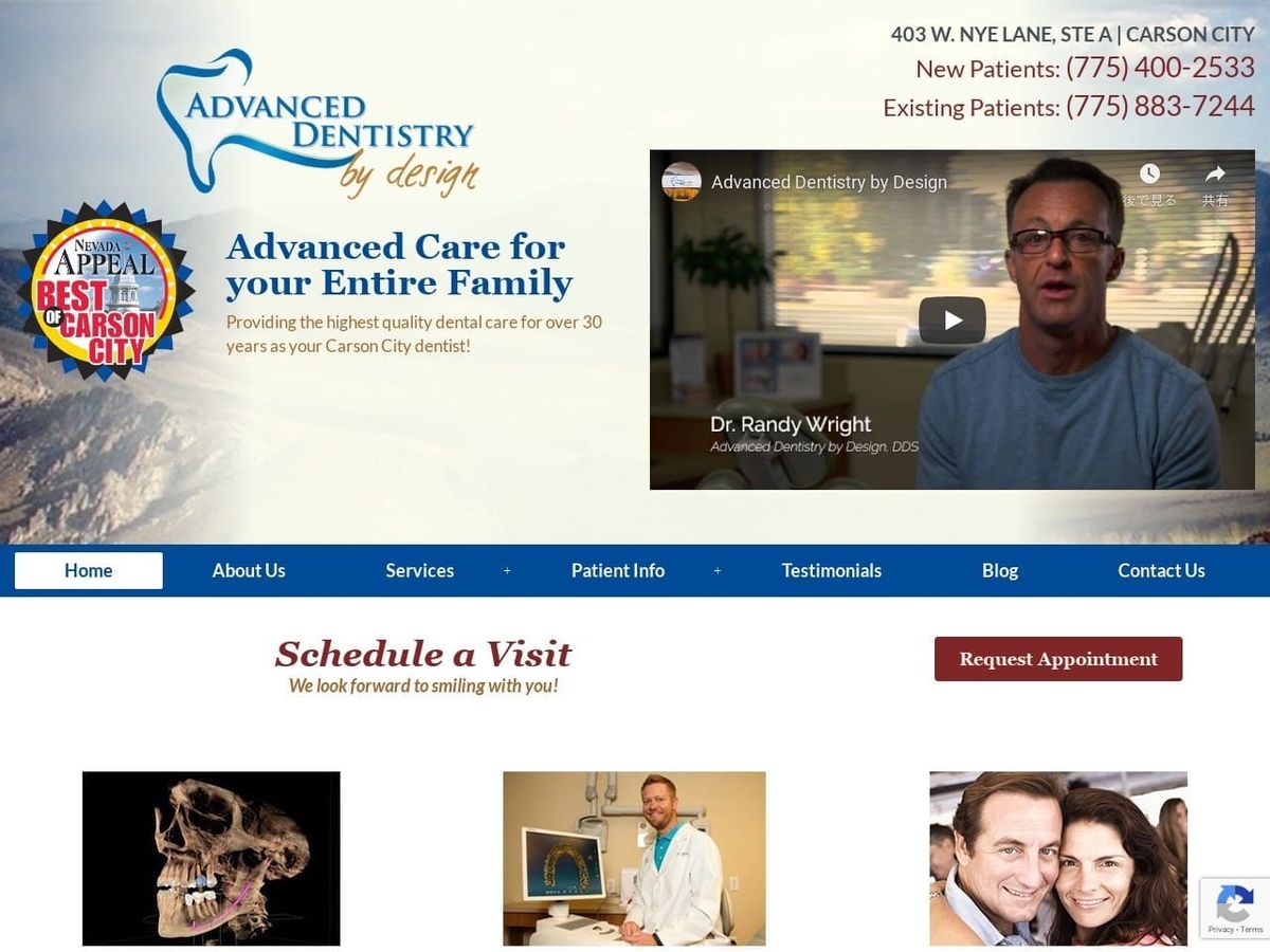 Advanced Dentistry by Design Randall Wright I DDS Website Screenshot from advanceddentistrybydesign.com