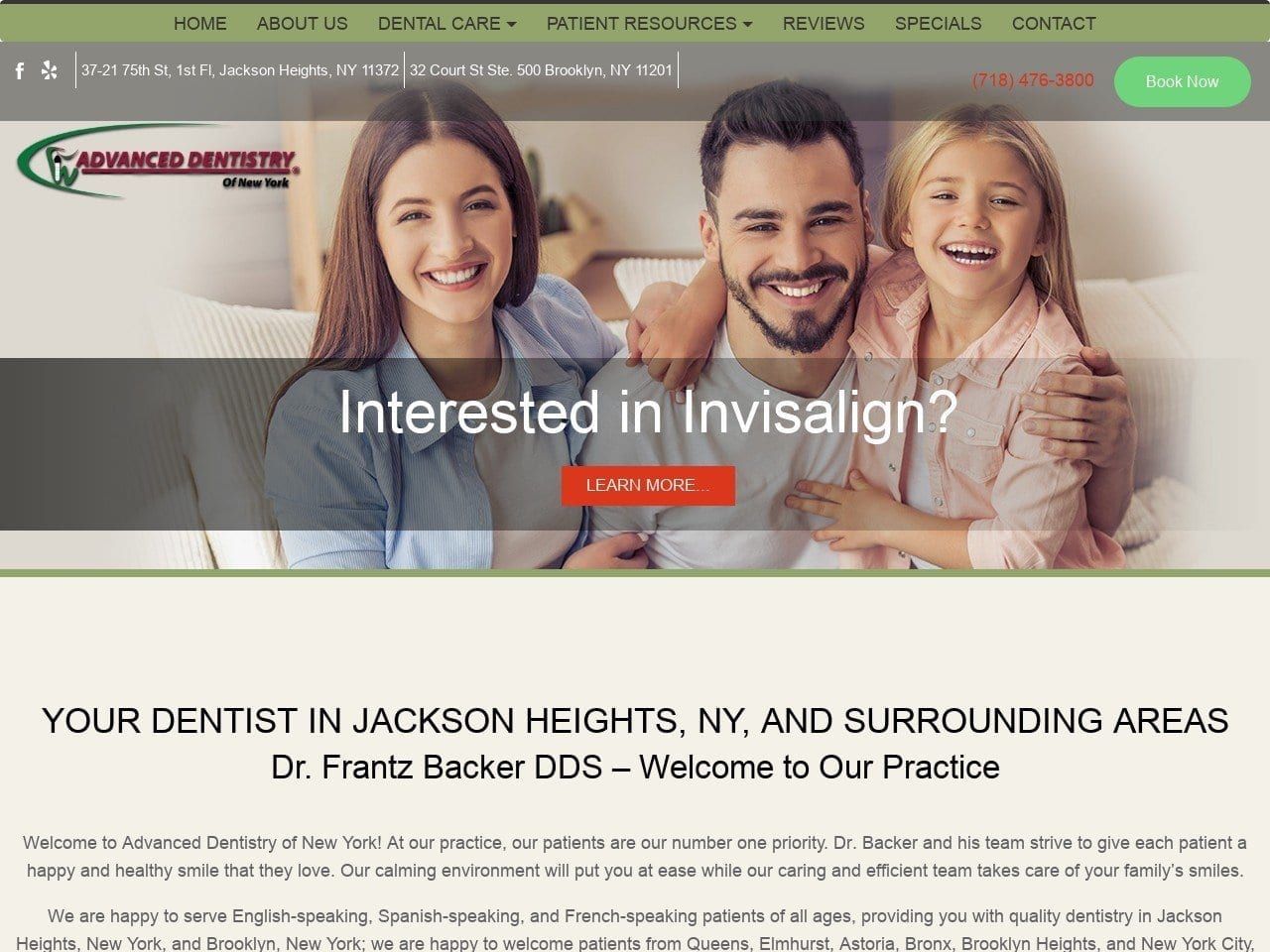 Advanced Dentistry of New York Website Screenshot from advanceddentistryofny.com