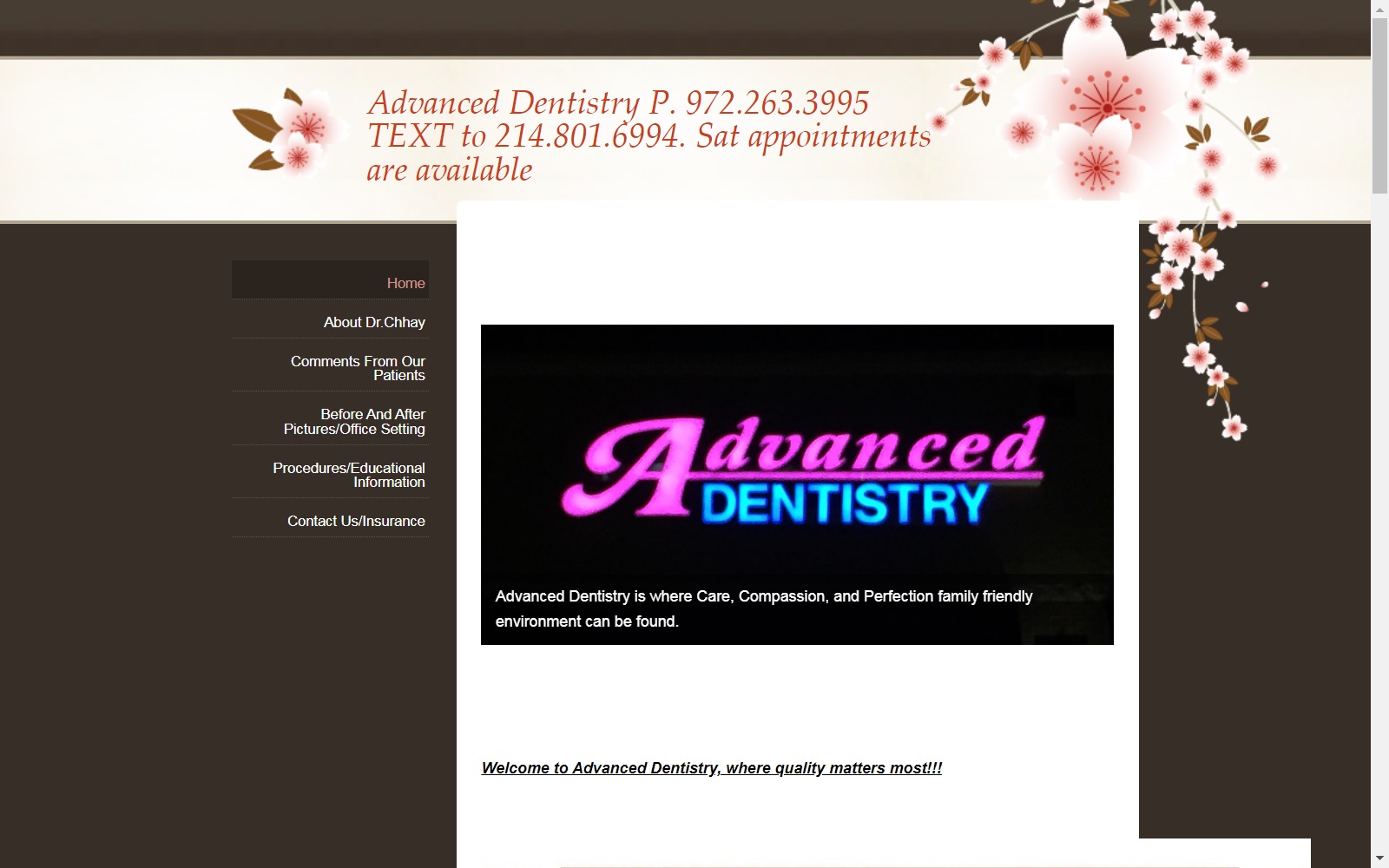 advanceddentistrytexas.com screenshot