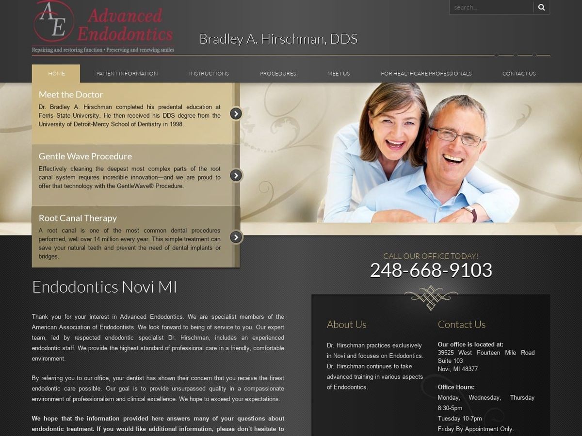 Advanced Endodontics PC Website Screenshot from advancedendonet.com
