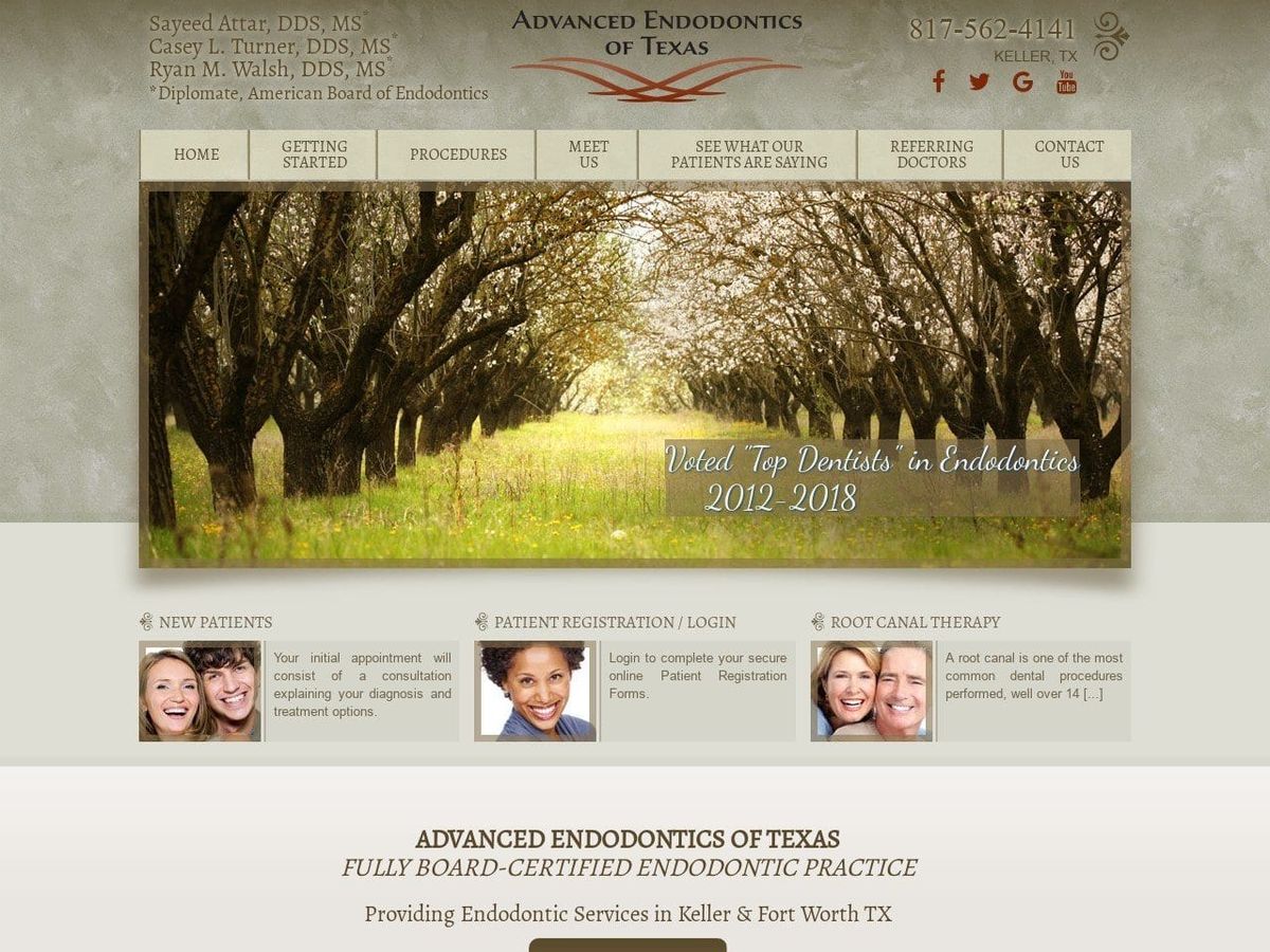 Dr. Sayeed Attar DDS Website Screenshot from advancedendooftexas.com