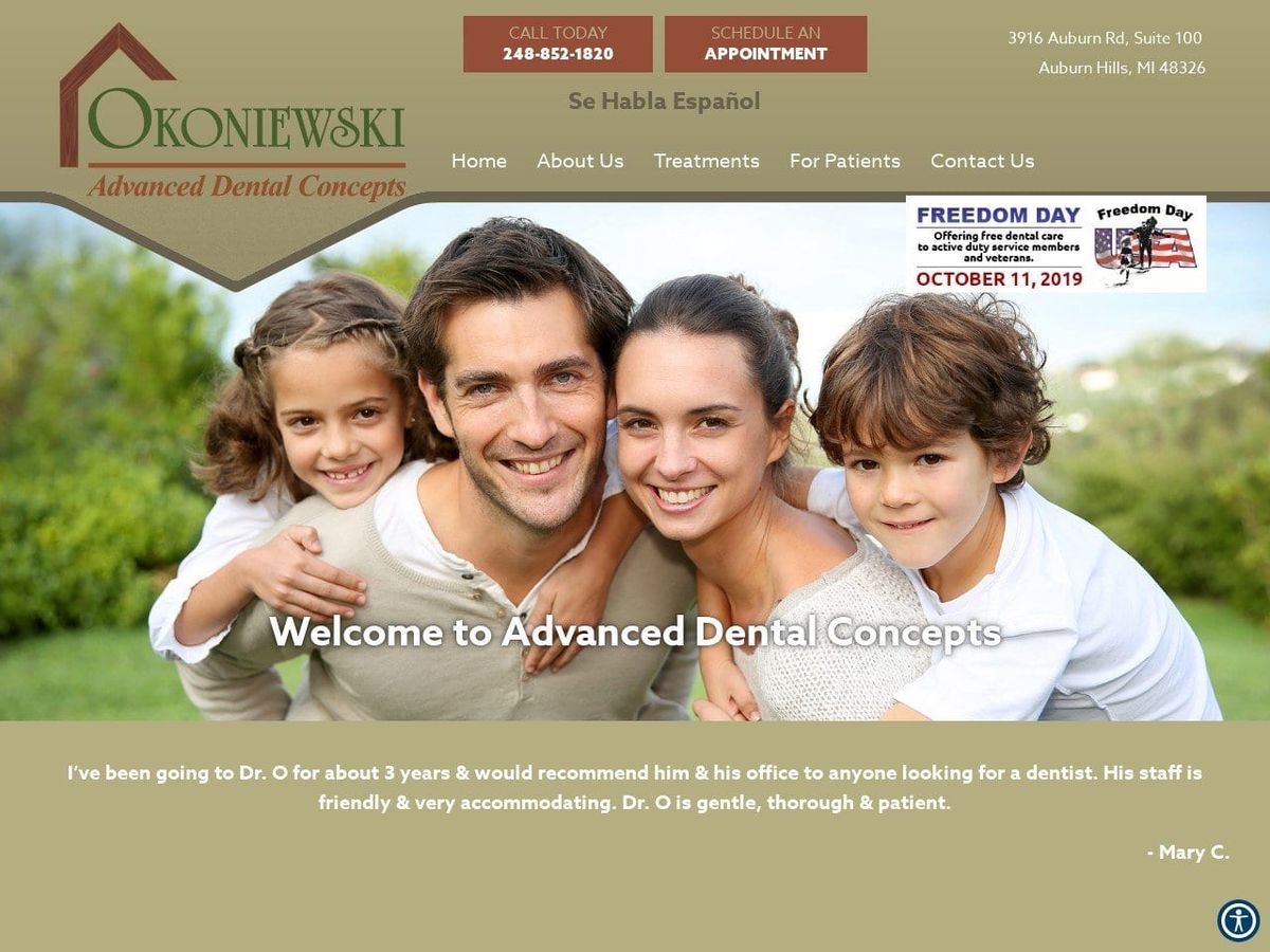 Advance Dental Concepts Website Screenshot from advancedentalconcepts.com