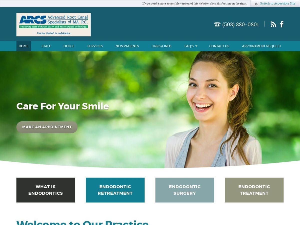 Advanced Root Canal Specialist Website Screenshot from advancedrc.net