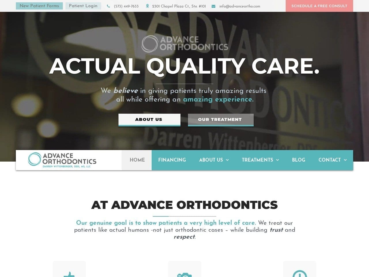 Advance Orthodontics Website Screenshot from advanceortho.com