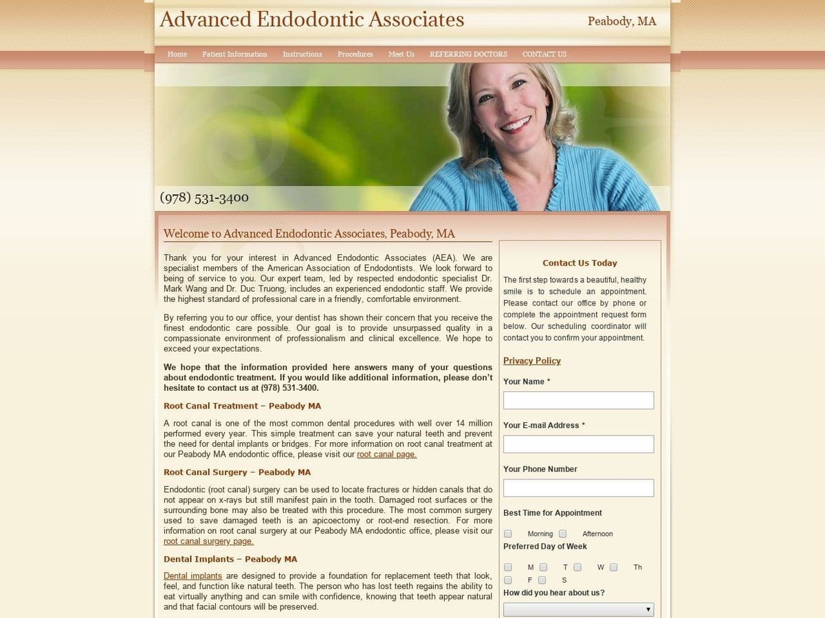 Advanced Endodontic Associates Website Screenshot from aeaendo.com