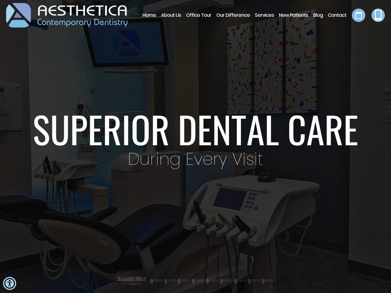 Aesthetica Contemporary Dentist Website Screenshot from aestheticasmiles.com