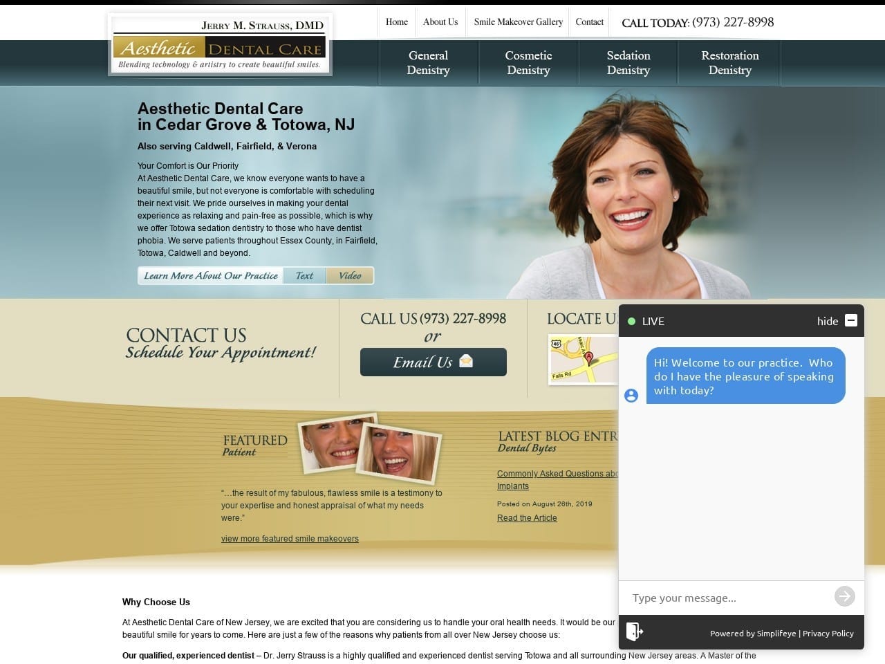 Jerry Strauss DMD Website Screenshot from aestheticdentalcarenj.com