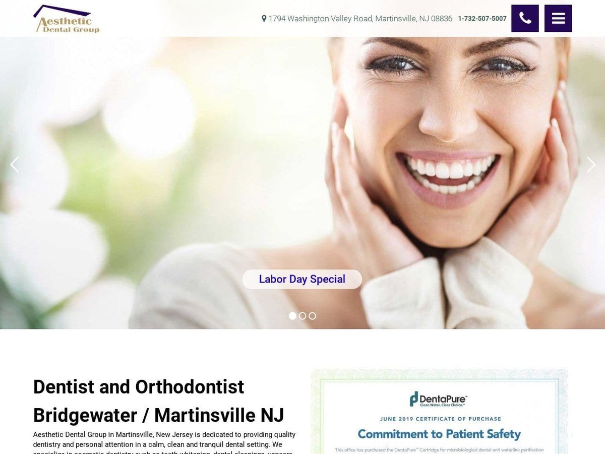 Aesthetic Dental Grp Website Screenshot from aestheticdentalgrp.com