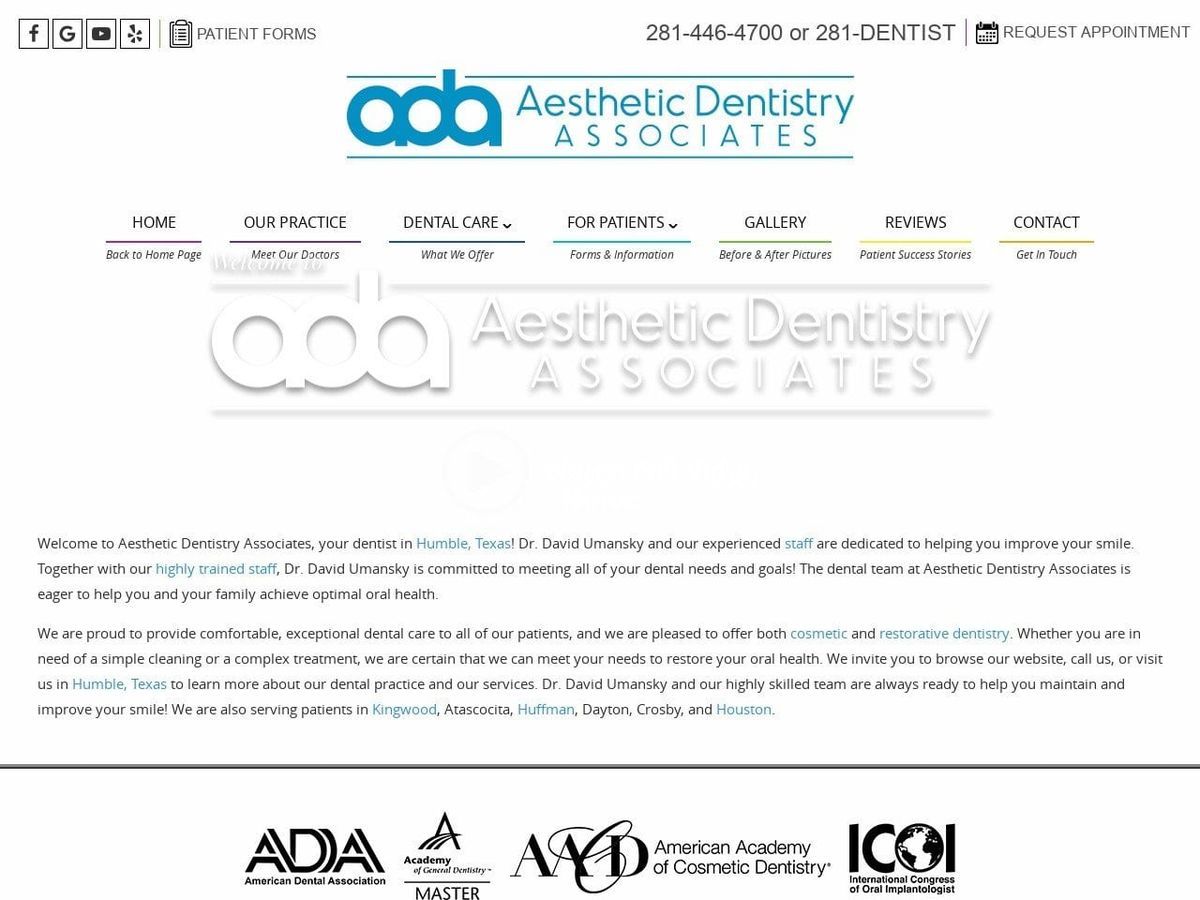 Aesthetic Dentist Website Screenshot from aestheticdentistryassociates.com