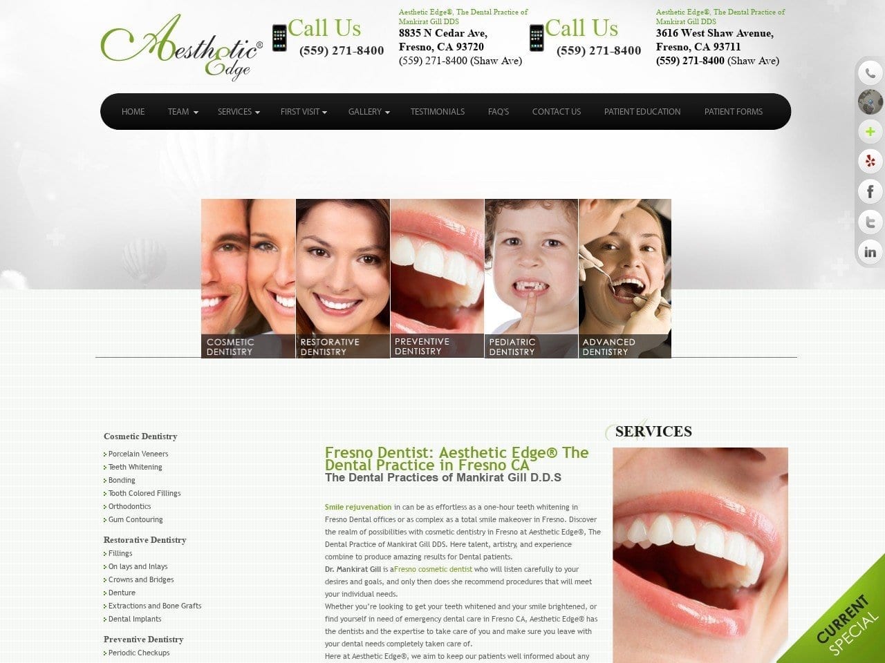 Mankirat Gill DDS Website Screenshot from aestheticedge.org