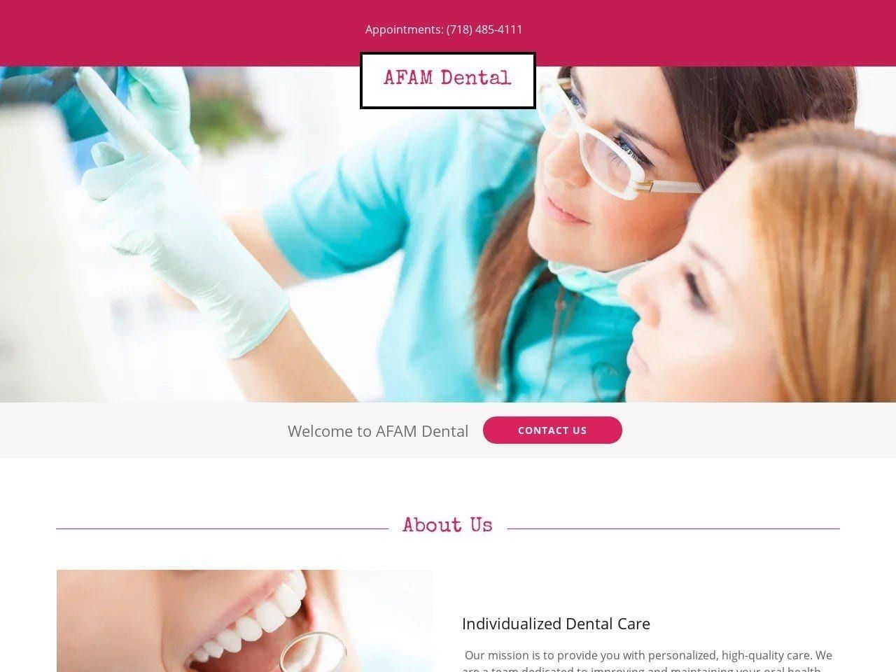 AFAM Dental Website Screenshot from afamdental.com