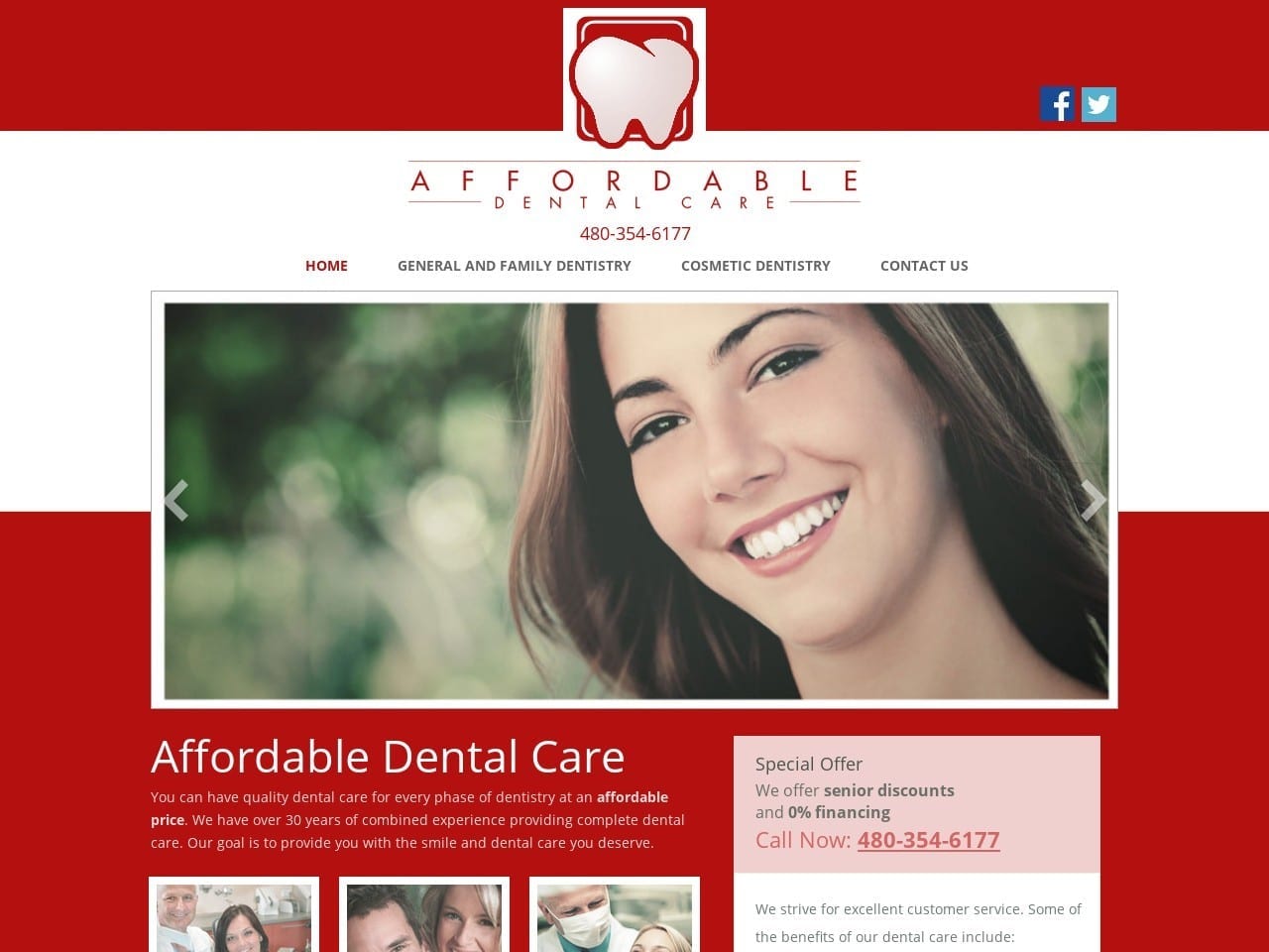 Affordable Dental Care Website Screenshot from affordabledentalcareaz.com