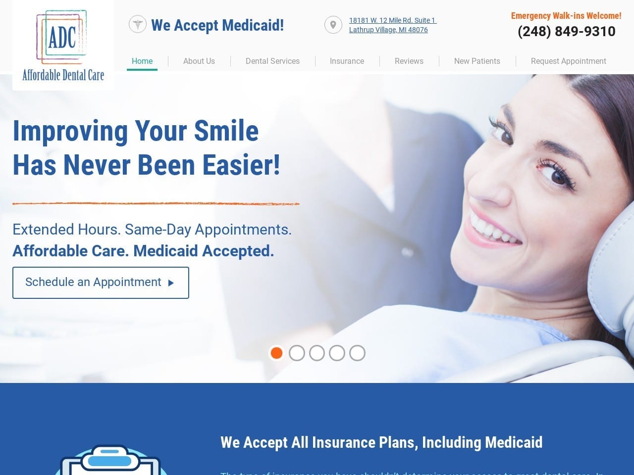 Affordable Dental Care Website Screenshot from affordabledentalcaremi.com