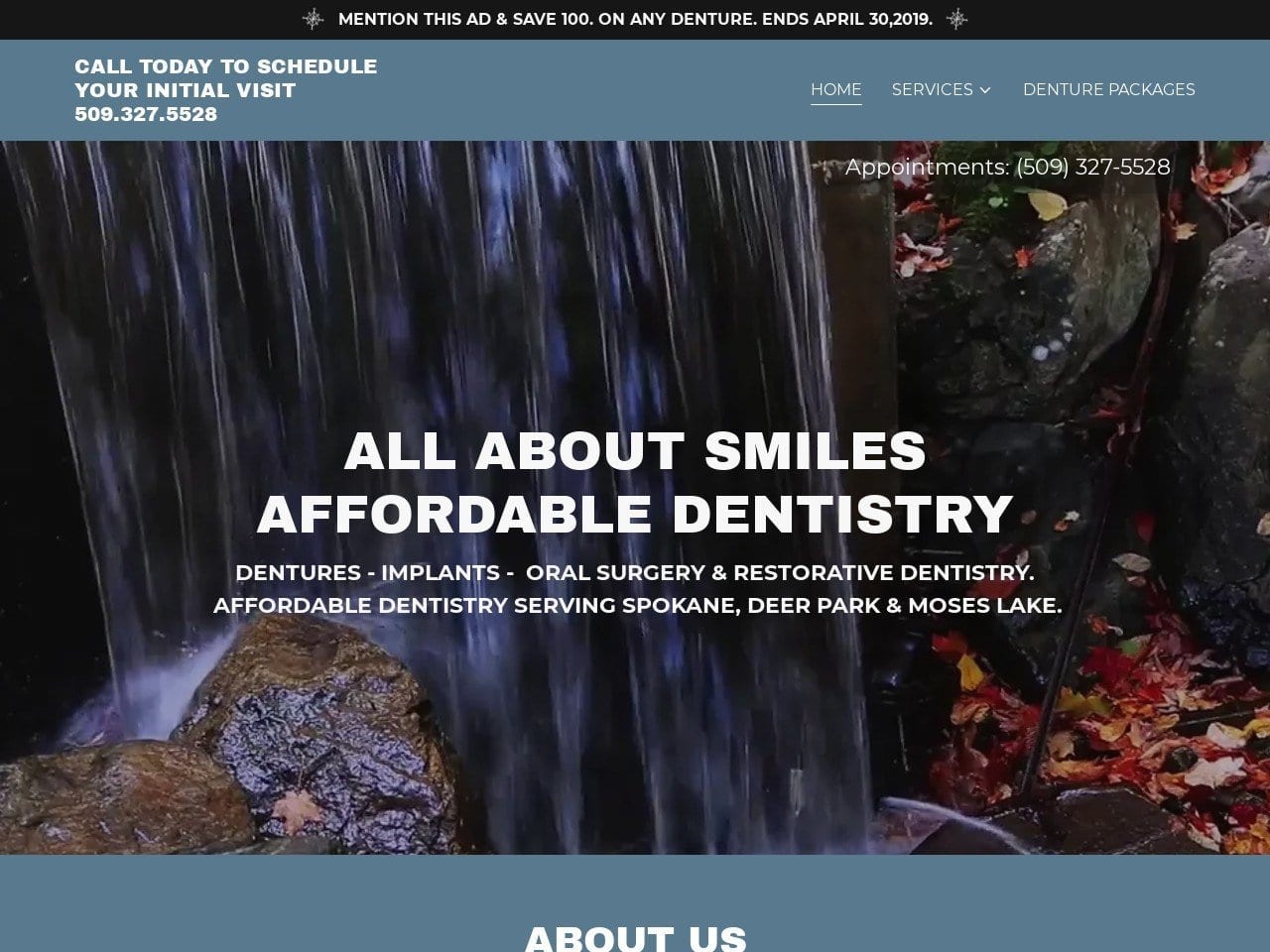 All About Smiles Website Screenshot from affordabledentalspokane.com