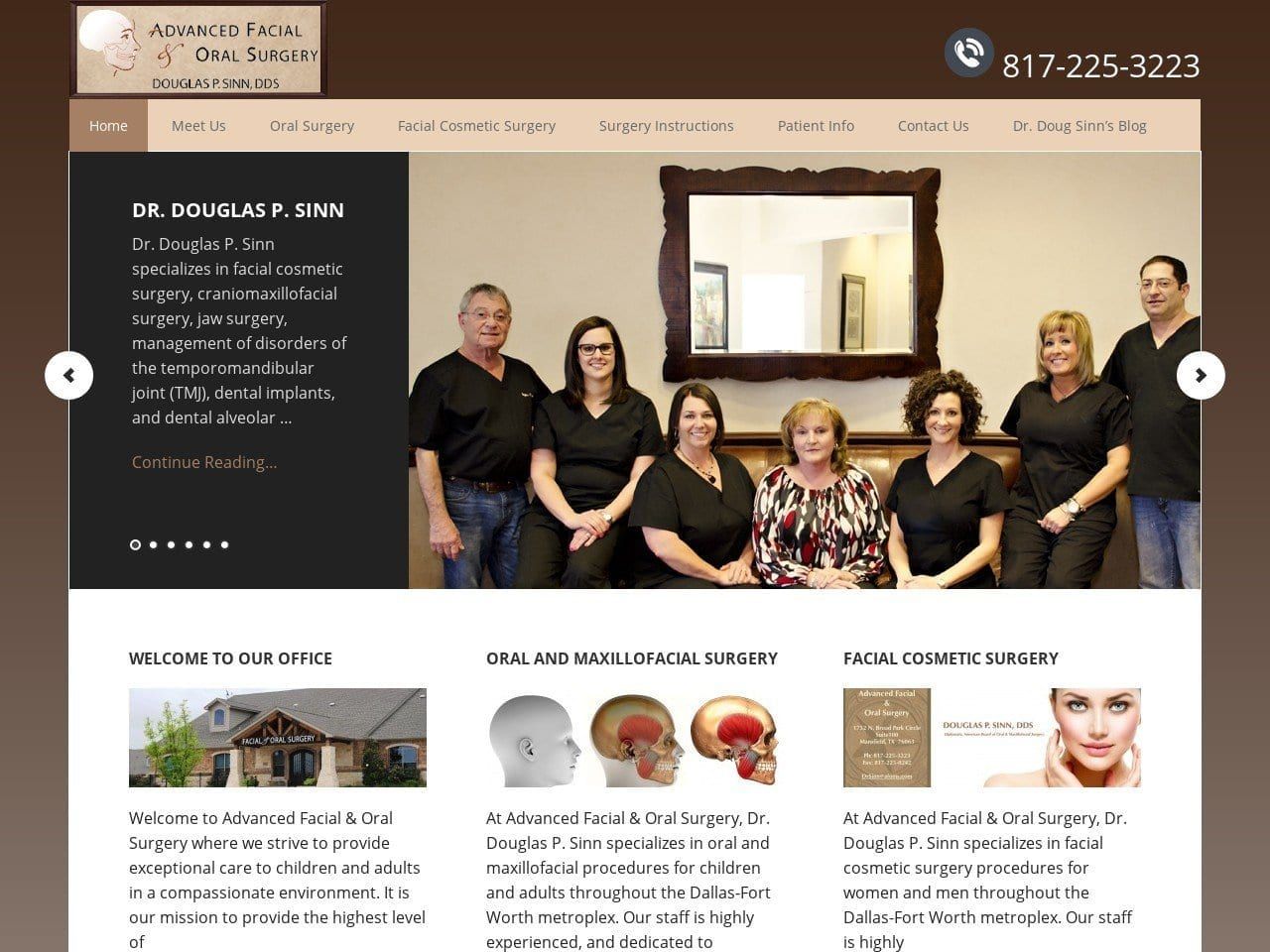 Advanced Facial Dentist Website Screenshot from afoms.com