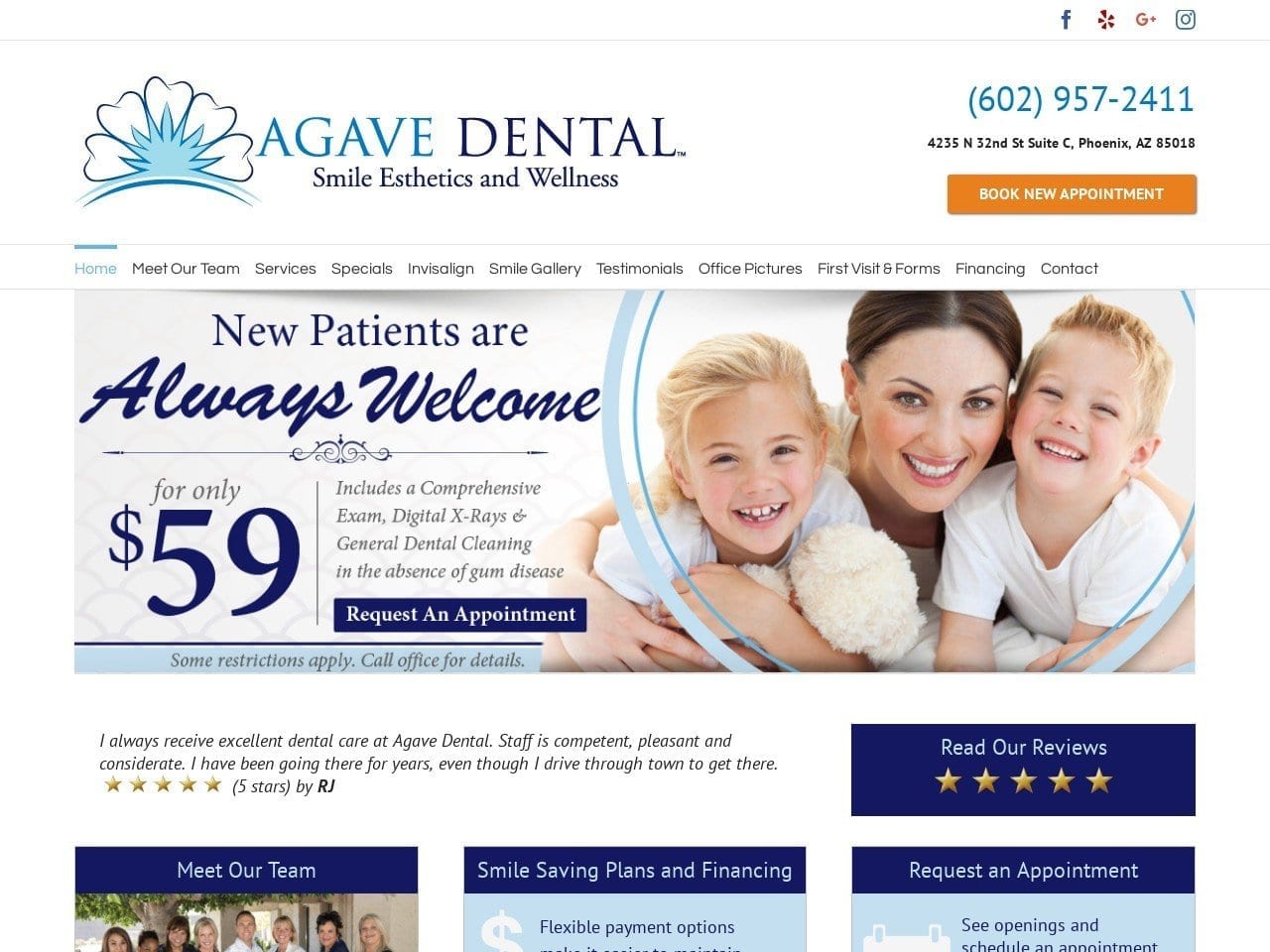 Agave Dental Website Screenshot from agavedental.com