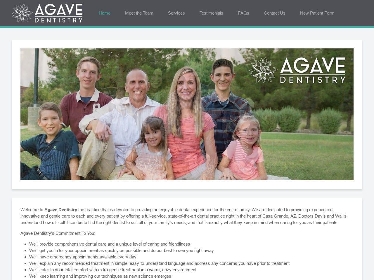 Agave Dentistry Website Screenshot from agavedentistry.com