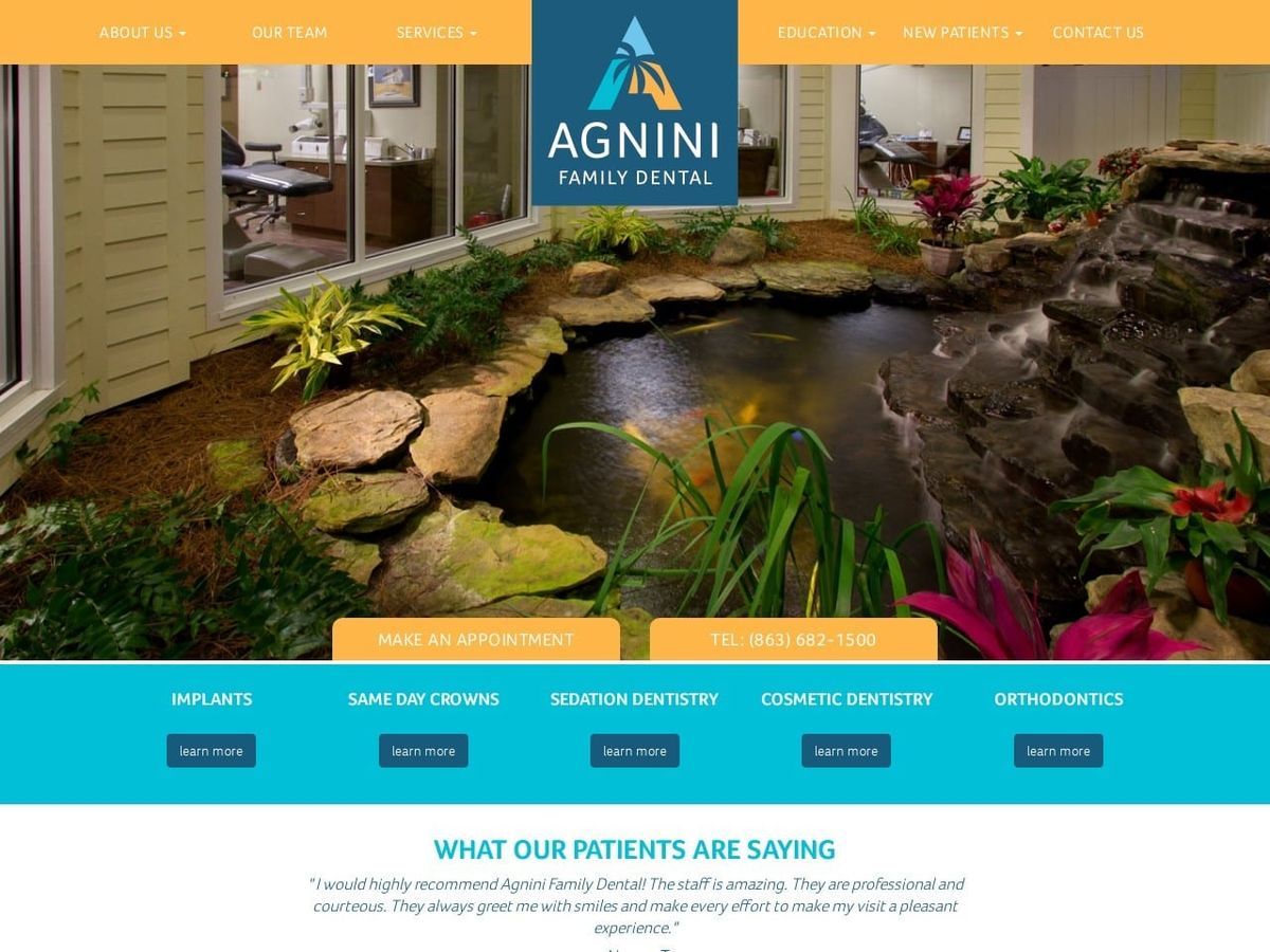 Agnini Family Dental Center Website Screenshot from agninidental.com
