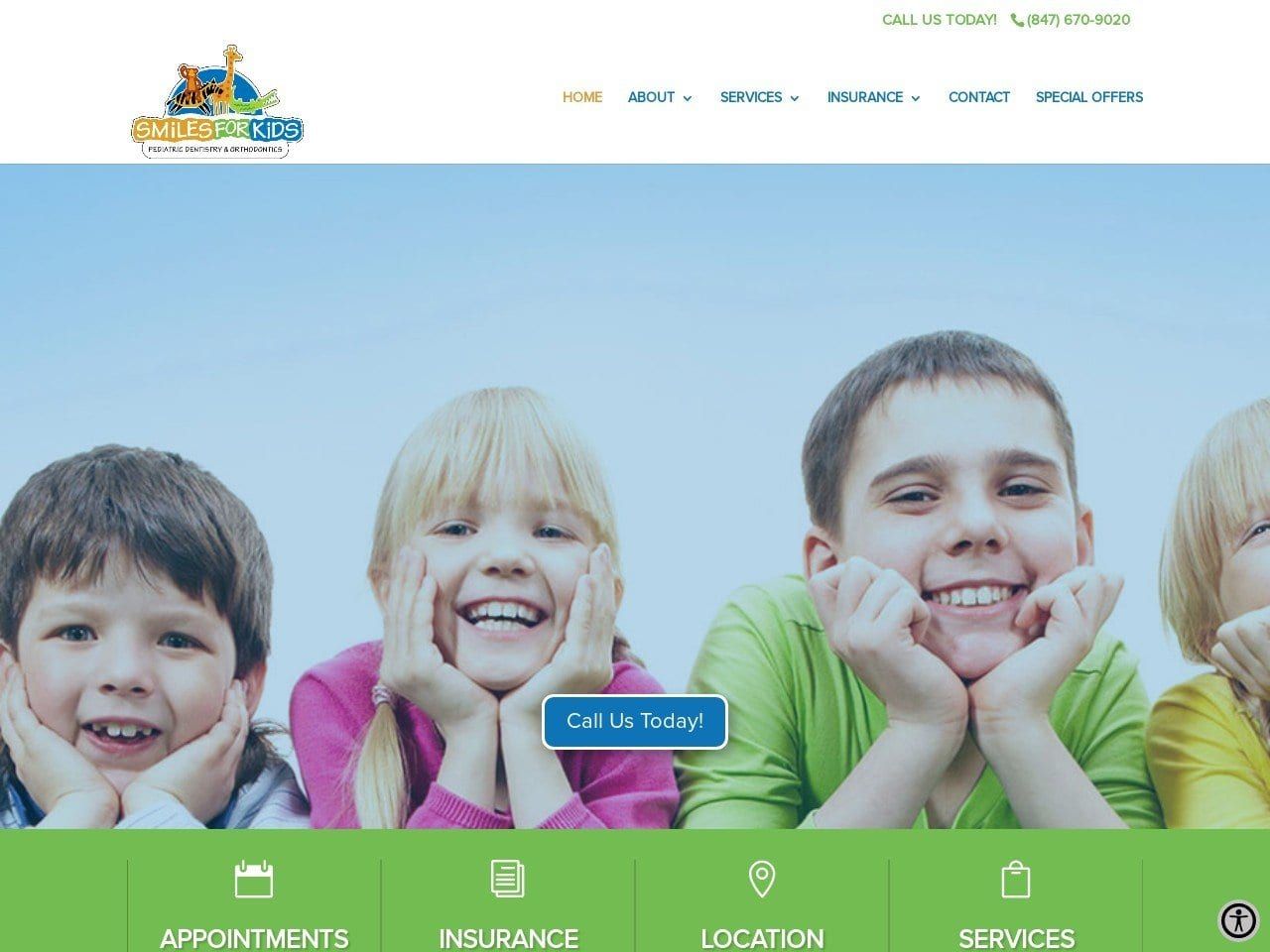 Smiles For Kids Pediatric Dentist Website Screenshot from ahsmilesforkids.com