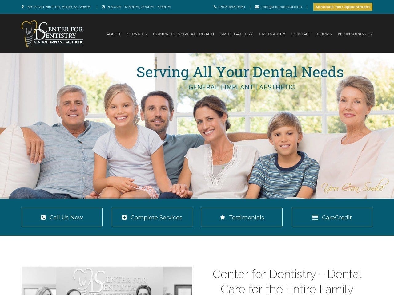 Center for Implant & Aesthetic Dentistry Website Screenshot from aikendental.com