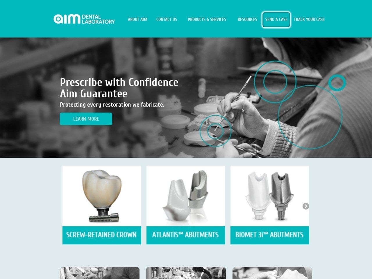 Aim Dental Laboratories Inc Website Screenshot from aimdentallab.com