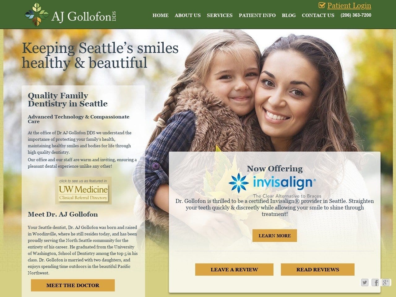 A.J. Gollofon DDS Website Screenshot from ajdentist.com